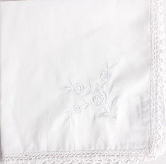 Embroidered lace handkerchiefs ' Camellia white ' Style: EHC-CAM